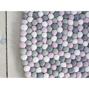 Světle růžovo-šedý kuličkový vlněný koberec Wooldot Ball Rugs, ⌀ 120 cm