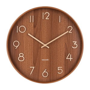 Hnědé nástěnné hodiny z lipového dřeva Karlsson Pure Medium, ø 40 cm