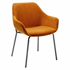 Set 2 oranžových sametových židlí s područkami Kare Design Avignon
