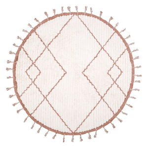 Bílo-hnědý bavlněný ručně vyrobený koberec Nattiot, ø 120 cm