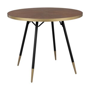 Kulatý jídelní stůl s deskou v dekoru ořechového dřeva ø 91 cm – White Label