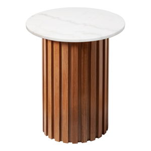 Bílý mramorový stolek s dubovým podnožím RGE Moon, ⌀ 50 cm