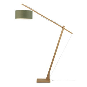 Stojací lampa s tmavě zeleným stínidlem a konstrukcí z bambusu Good&Mojo Montblanc