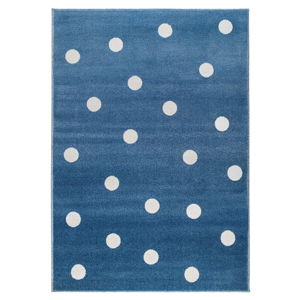 Modrý koberec s puntíky KICOTI Peas, 80 x 150 cm