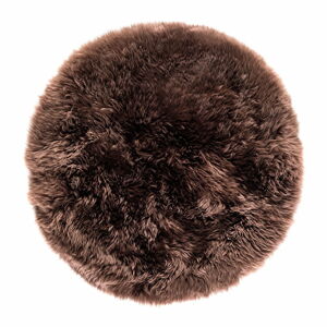 Tmavě hnědý koberec z ovčí kožešiny Royal Dream Zealand, ⌀ 70 cm