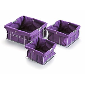 Sada 3 fialových úložných košíků Versa Cestas
