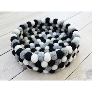 Černo-bílý kuličkový vlněný úložný košík Wooldot Ball Basket, ⌀ 28 cm