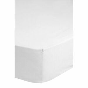 Bílé elastické prostěradlo z bavlněného saténu HIP, 160 x 200 cm