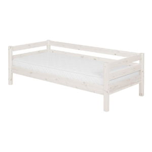 Bílá dětská postel z borovicového dřeva s boční lištou Flexa Classic, 90 x 200 cm