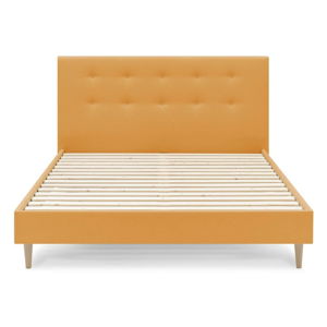 Žlutá dvoulůžková postel Bobochic Paris Rory Light. 160 x 200 cm