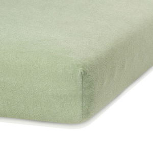 Olivově zelené elastické prostěradlo s vysokým podílem bavlny AmeliaHome Ruby, 160/180 x 200 cm