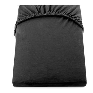 Černé elastické bavlněné prostěradlo DecoKing Amber Collection, 80/90 x 200 cm