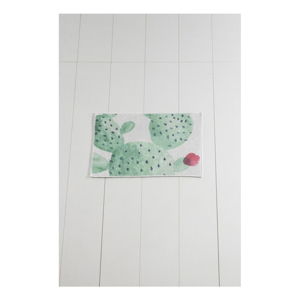 Bílo-zelená koupelnová předložka Tropica Cactus II, 60 x 40 cm