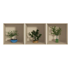 Sada 3 samolepek s 3D efektem Ambiance Small Trees