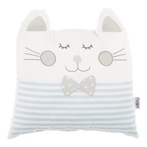 Modrý dětský polštářek s příměsí bavlny Apolena Pillow Toy Big Cat, 29 x 29 cm