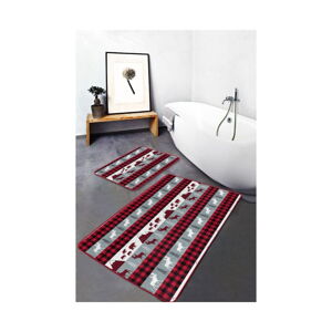 Červeno-šedé textilní koupelnové předložky v sadě 2 ks 60x100 cm – Mila Home
