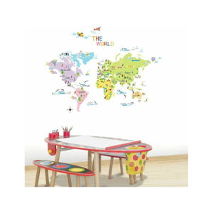 Sada nástěnných samolepek Ambiance World Map for Children