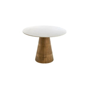 Kulatý jídelní stůl v bílé a bronzové barvě s deskou v dekoru mramoru ø 100 cm Leyda – Light & Living