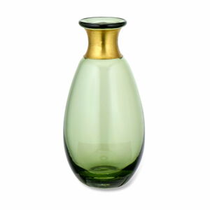 Zelená skleněná váza Nkuku Miza, výška 14 cm