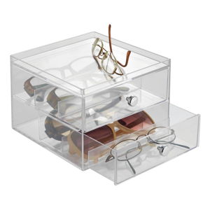 Transparentní úložný box s 2 šuplíky iDesign Drawers, výška 12,5  cm