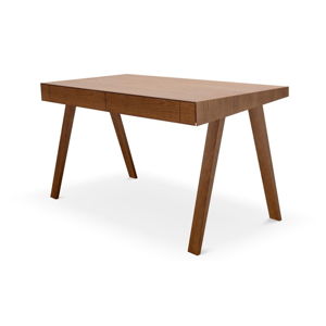 Hnědý psací stůl s nohami z jasanového dřeva EMKO, 140 x 70 cm