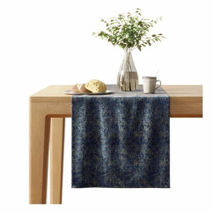 Modrý běhoun na stůl se sametovým povrchem AmeliaHome Veras, 40 x 140 cm