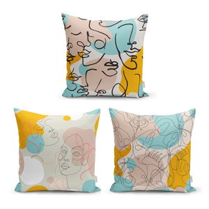 Sada 3 povlaků na polštáře Minimalist Cushion Covers Drawing Face, 45 x 45 cm