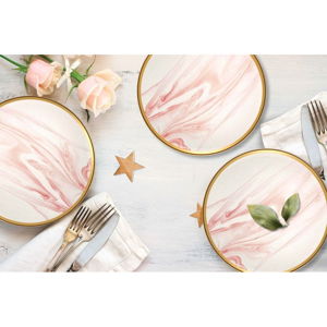 Sada 6 růžovo-bílých porcelánových dezertních talířů Mia Lucid, ⌀ 19 cm