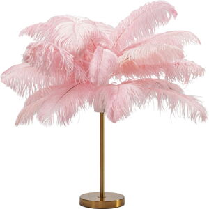 Růžová stolní lampa se stínidlem z peří (výška 60 cm) Feather Palm – Kare Design