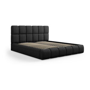 Černá čalouněná dvoulůžková postel s úložným prostorem s roštem 180x200 cm Bellis – Micadoni Home
