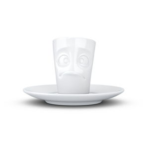 Bílý zklamaný porcelánový hrneček na espresso s podšálkem 58products, objem 80 ml