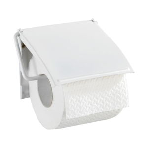 Bílý nástěnný držák na toaletní papír Wenko Cover