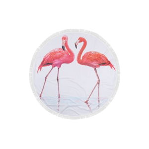 Barevná plážová osuška ze 100% bavlny Flamingos, ⌀ 150 cm