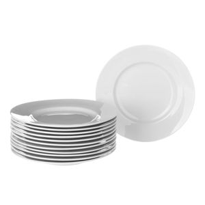 Sada 12 bílých porcelánových talířů Unimasa Elegant, průměr 26,7 cm