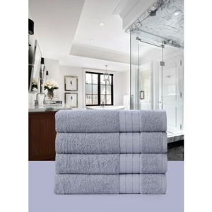 Sada 4 šedých bavlněných ručníků Uni, 50 x 100 cm