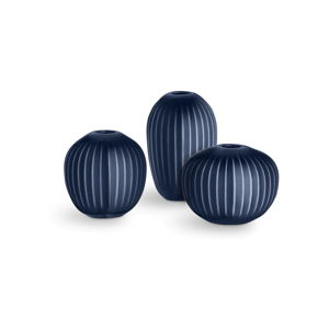 Sada 3 kameninových tmavě modrých váz Kähler Design Hammershoi Miniature
