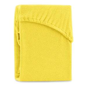 Žluté elastické prostěradlo na dvoulůžko AmeliaHome Ruby Siesta, 200/220 x 200 cm