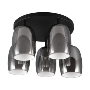 Stropní svítidlo se skleněným stínidlem ø 14 cm v černo-stříbrné barvě Barret – Trio Select