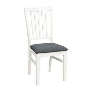 Bílá jídelní židle ze dřeva kaučukovníku s šedým podsedákem Rowico Wittaskar