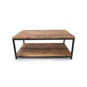 Černý konferenční stolek s deskou z mangového dřeva LEBEL51 Vintage XXL