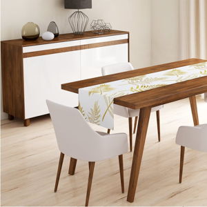 Běhoun na stůl Minimalist Cushion Covers Gold Leaves, 140 x 45 cm