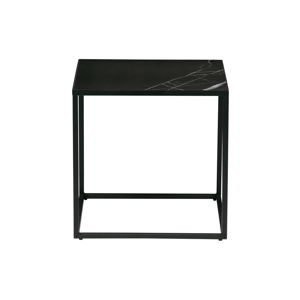 Černý odkládací stolek s deskou v dekoru mramoru vtwonen, 45 x 45 cm