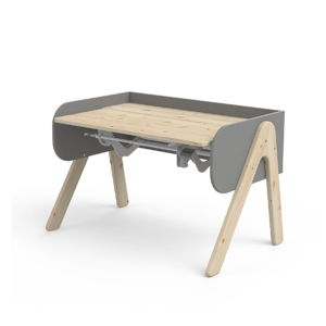 Šedo-hnědý psací stůl z borovicového dřeva s nastavitelnou výškou Flexa Woody