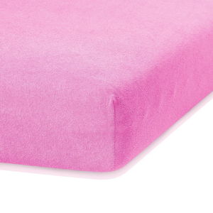 Růžové elastické prostěradlo s vysokým podílem bavlny AmeliaHome Ruby, 200 x 100-120 cm
