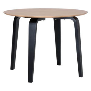 Hnědý jídelní stůl s černým podnožím sømcasa Nora, ø 100 cm