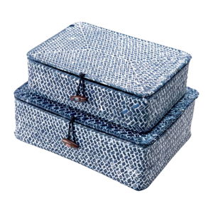 Sada 2 modrých úložných košíků z rákosí Compactor