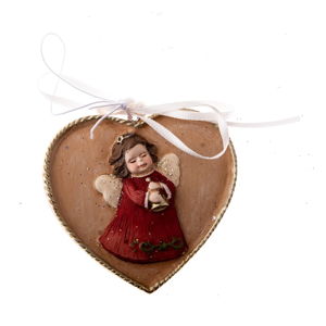 Závěsná ozdoba ve tvaru srdce s motivem anděla Dakls, délka 5,5 cm