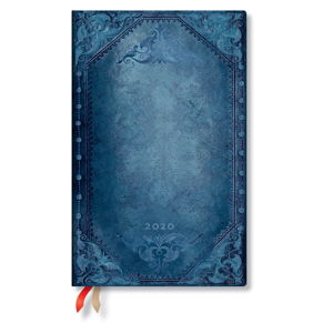Modrý diář na rok 2020 v tvrdé vazbě Paperblanks Peacock Punk, 160 stran