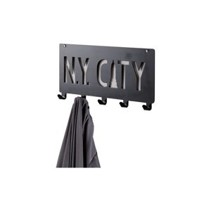 Černý nástěnný věšák s 5 háčky Compactor NY City
