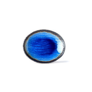 Modrý keramický oválný talíř MIJ Cobalt, 24 x 20 cm